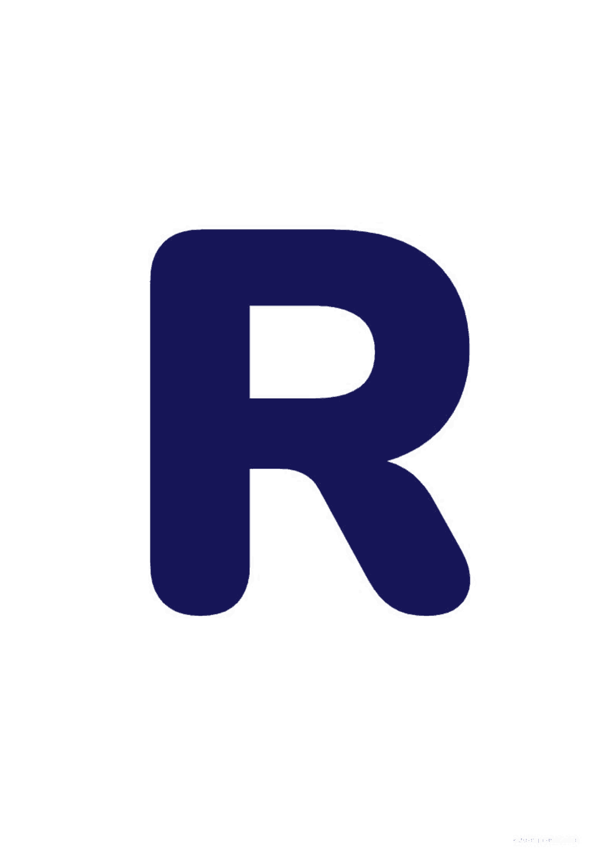 Letra R mayúscula rellena para imprimir