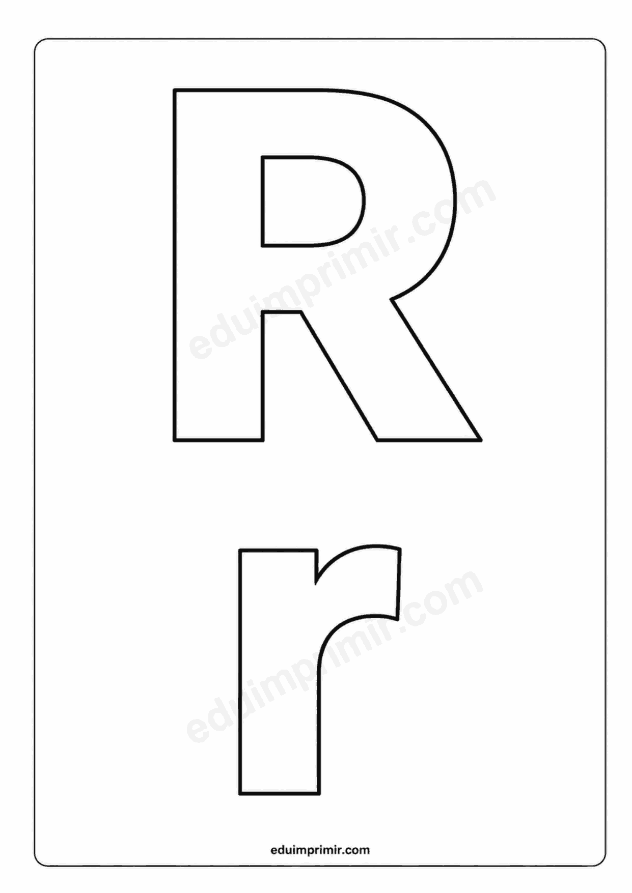 Letra R mayúscula y r minúscula para imprimir