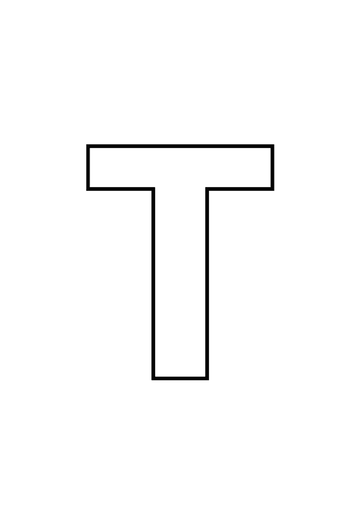 Letra T mayúscula para imprimir y recortar