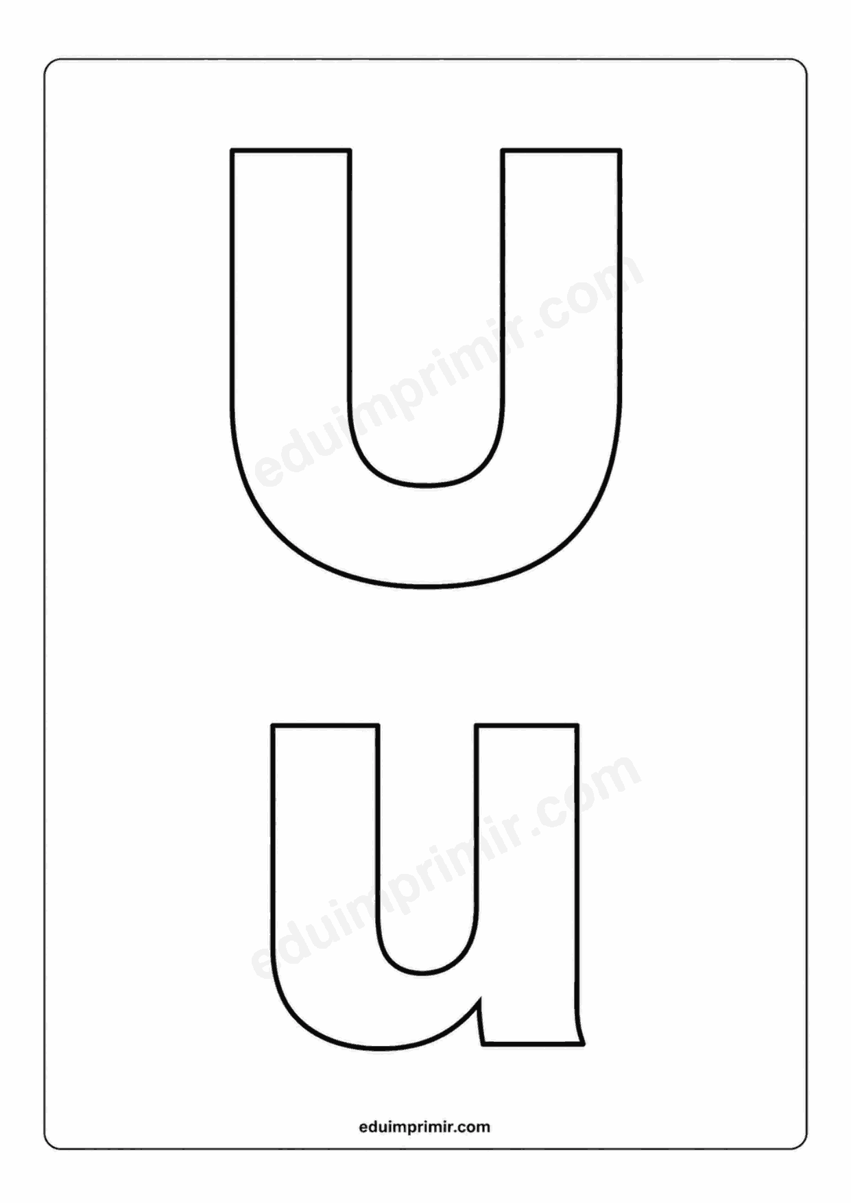 Letra U mayúscula y u minúscula para imprimir