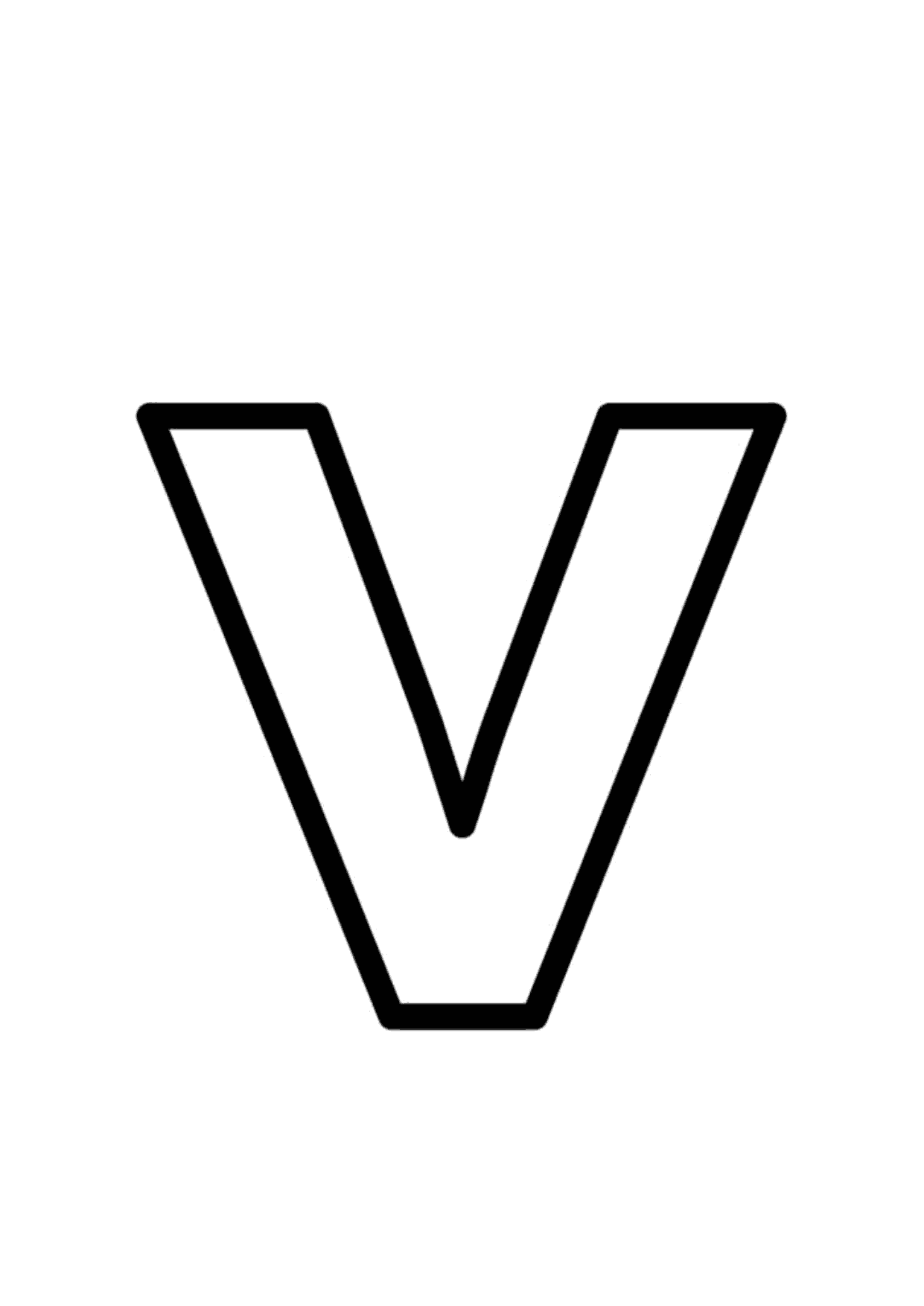 Letra v minúscula con contorno para imprimir