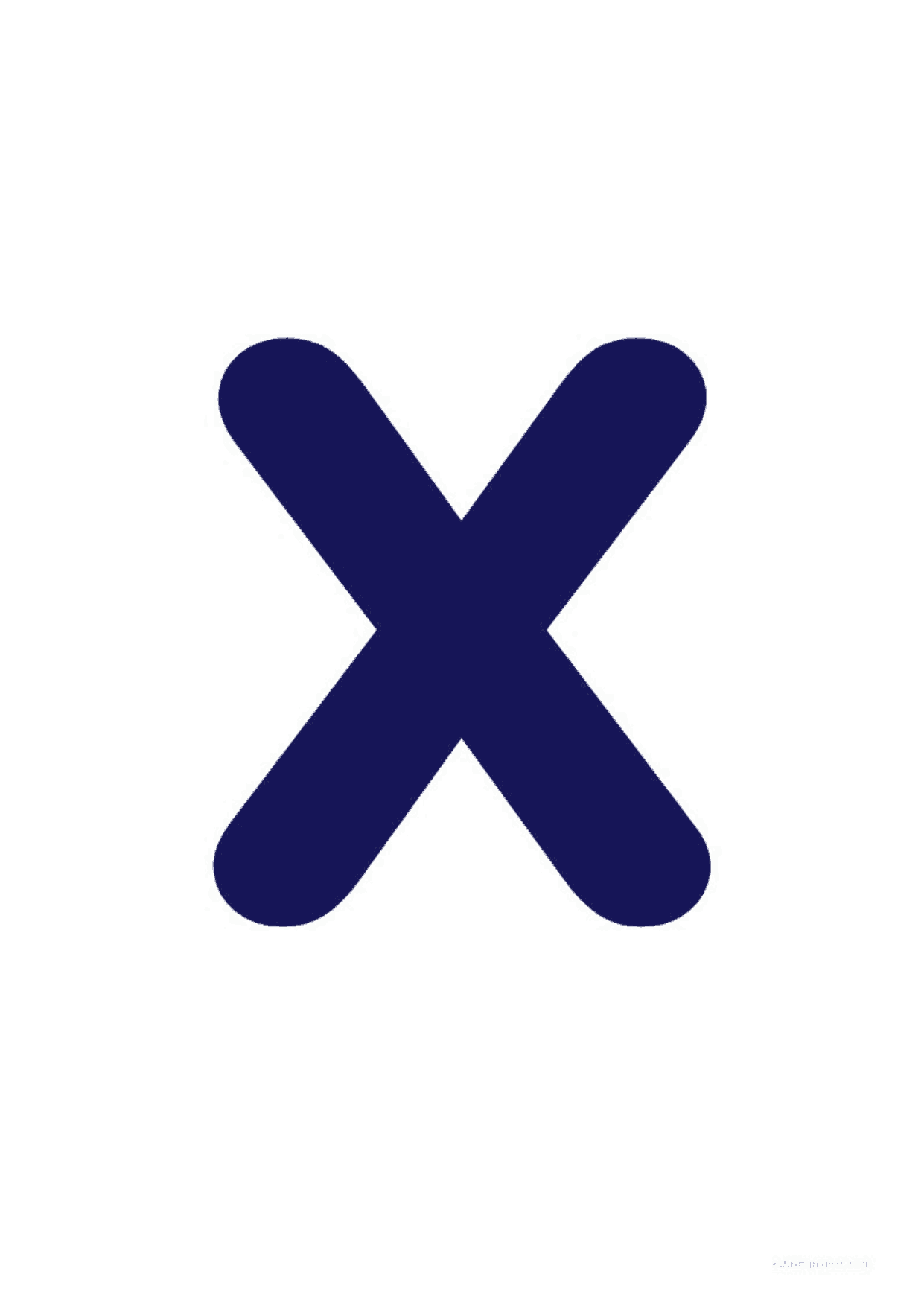 Letra X mayúscula rellena para imprimir