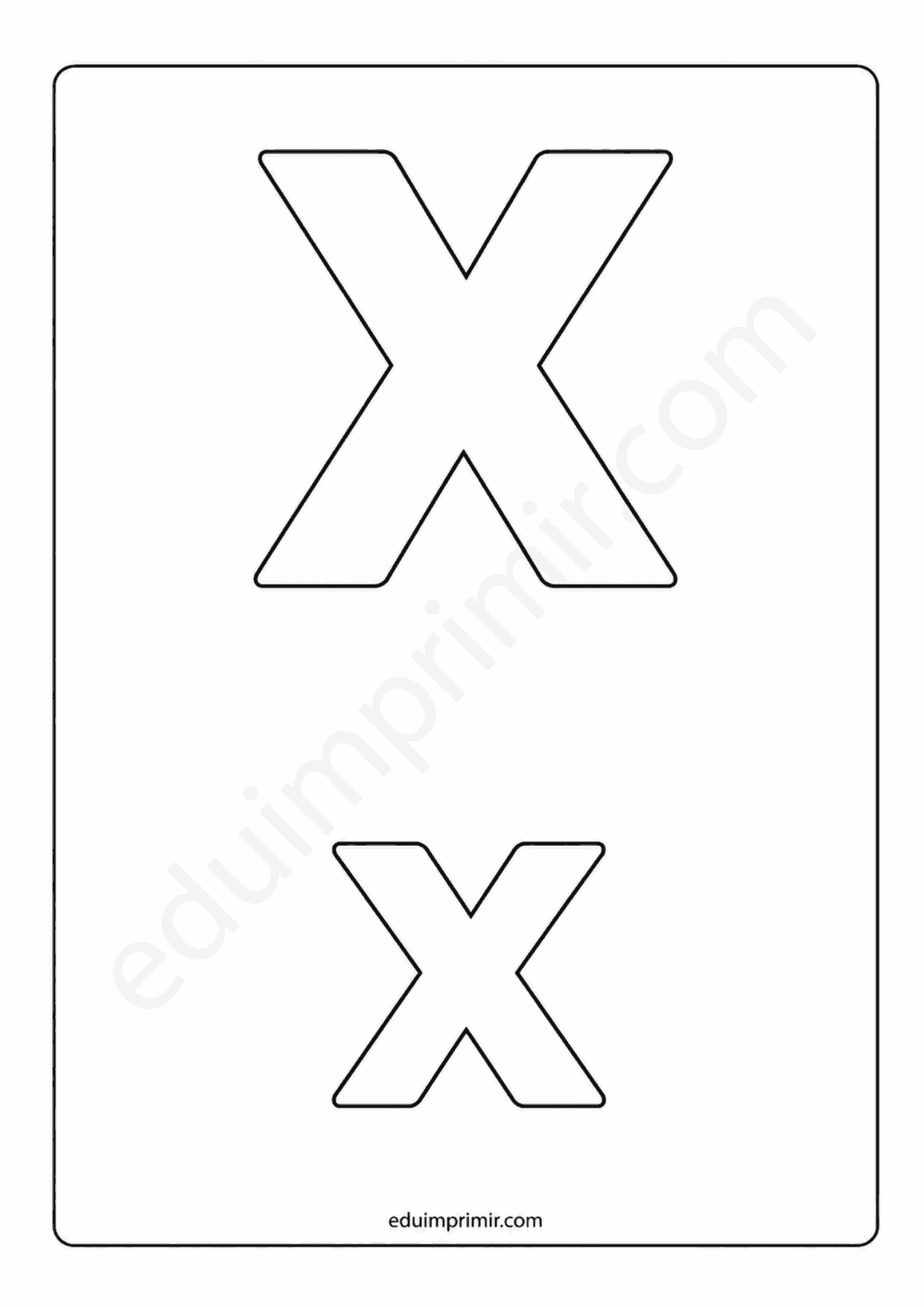 Letra X mayúscula y x minúscula para imprimir