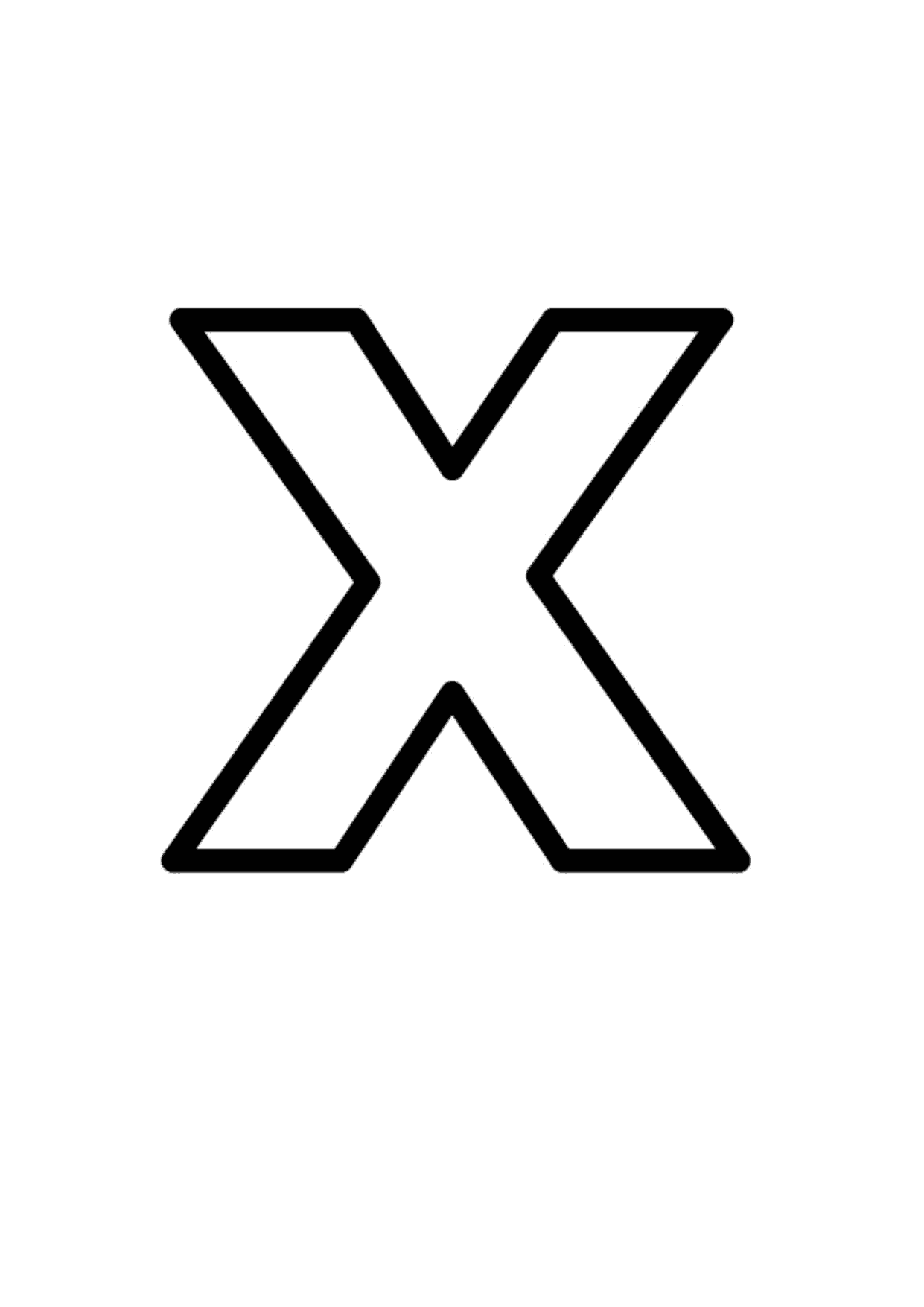 Letra x minúscula con contorno para imprimir