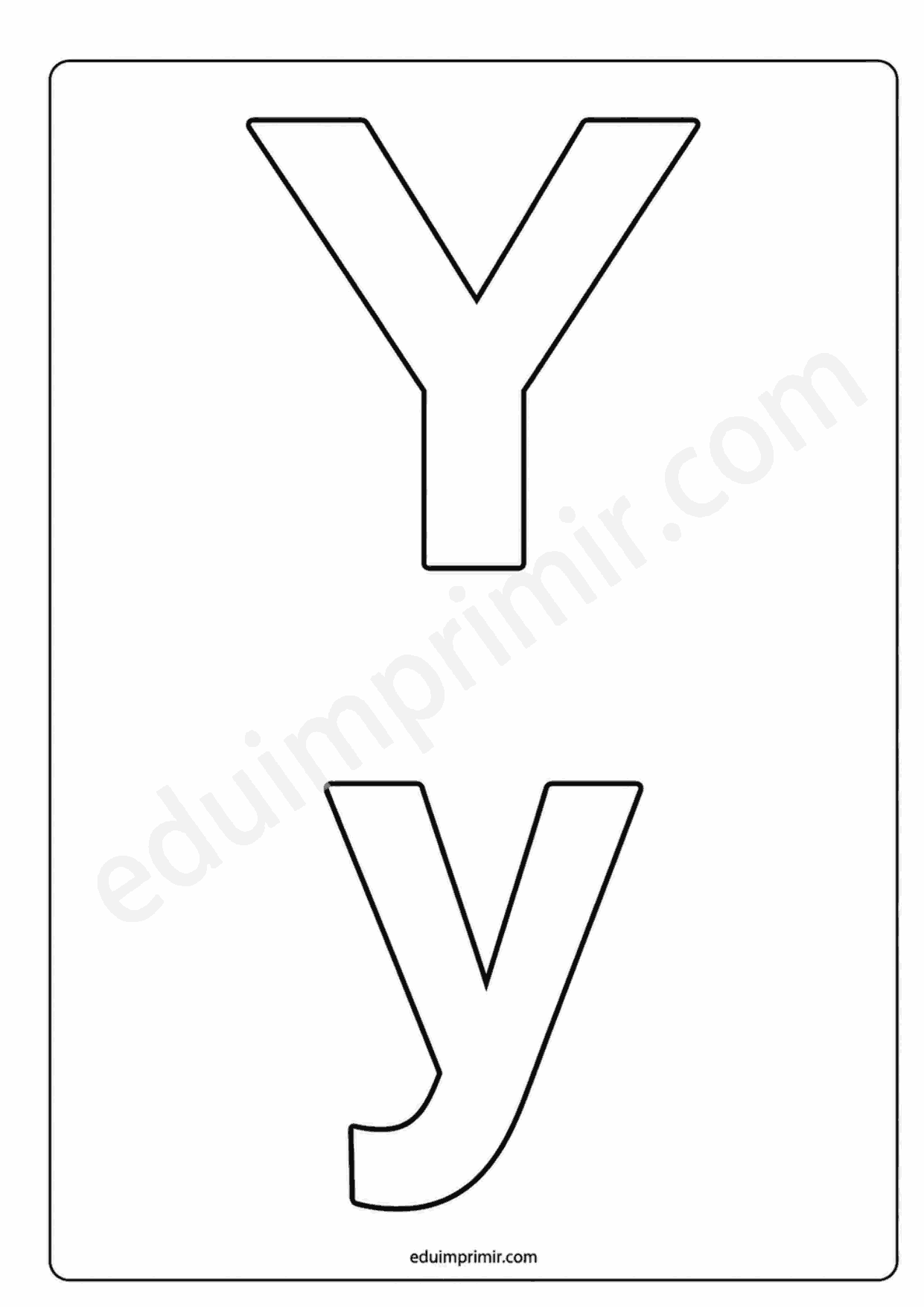 Letra Y mayúscula y minúscula para imprimir