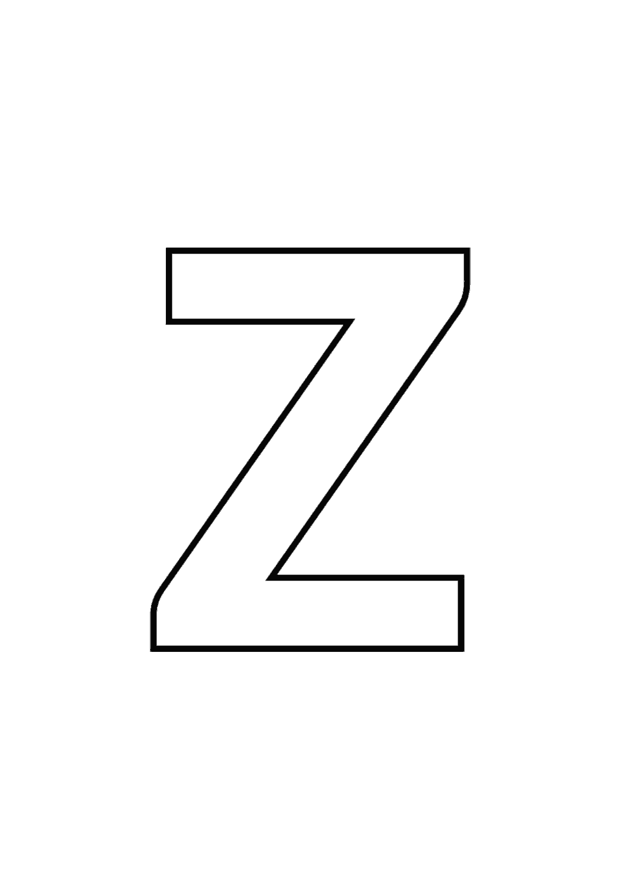 Letra Z mayúscula con contorno para imprimir