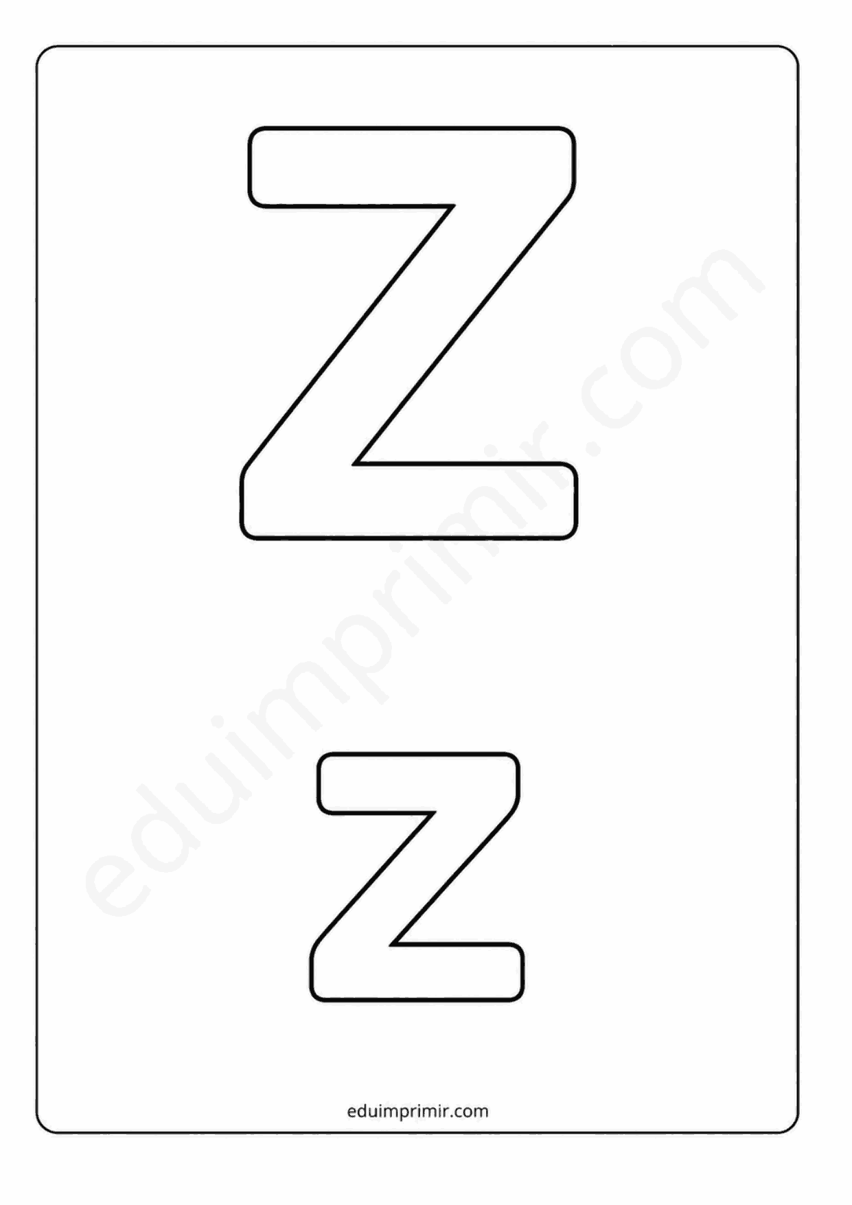 Letra Z mayúscula y z minúscula para imprimir