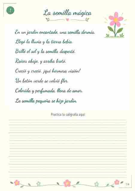 Texto de caligrafía cursiva para copiar