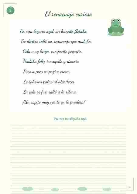 Ejercicio de copia de textos en letra cursiva