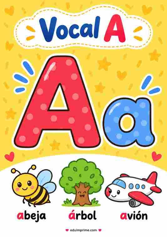 Vocal A colorida para niños