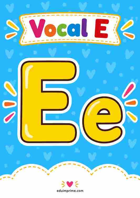 Vocal E colorida para niños