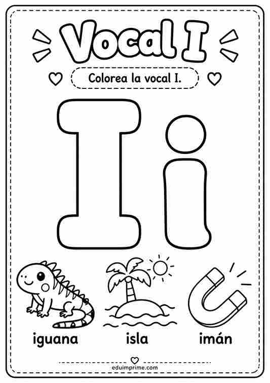 Vocal I ilustrada para colorear